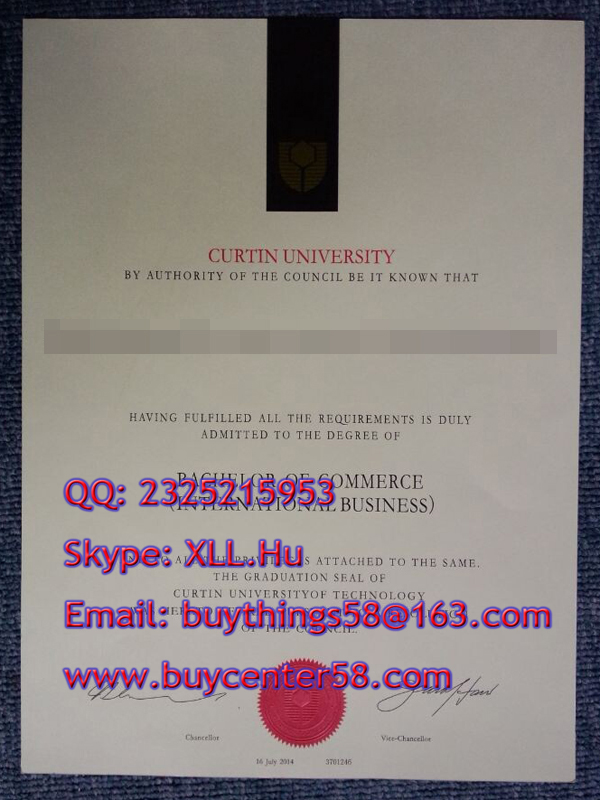 Curtin University certificate