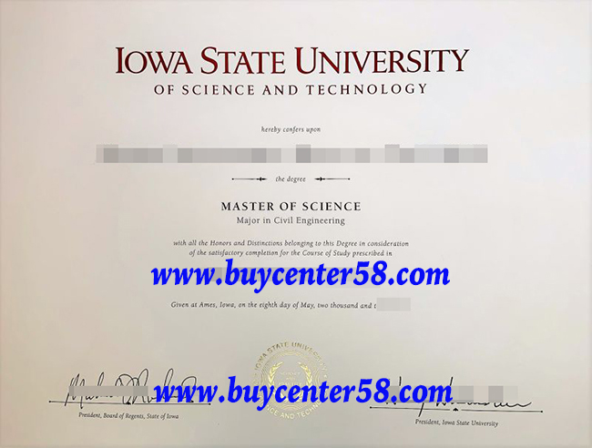 Iowa State University Master of Science degree, Iowa State University diploma, Iowa State University certificate