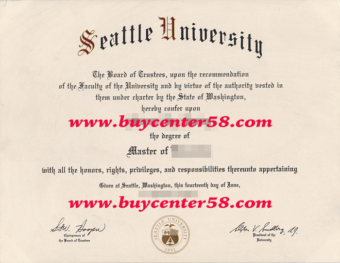 Seattle University Master degree. Seattle University diploma. Seattle University certificate
