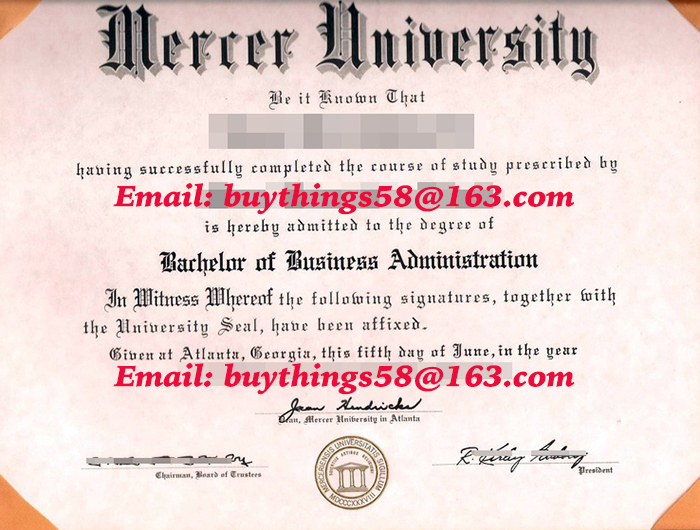 Mercer University diploma. Mercer University BBA degree. Mercer University certificate