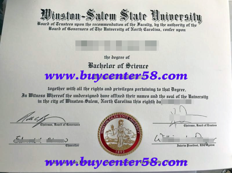 Winston-Salem State University diploma. Winston-Salem State University Bachelor of sience degree. WSSU certificate