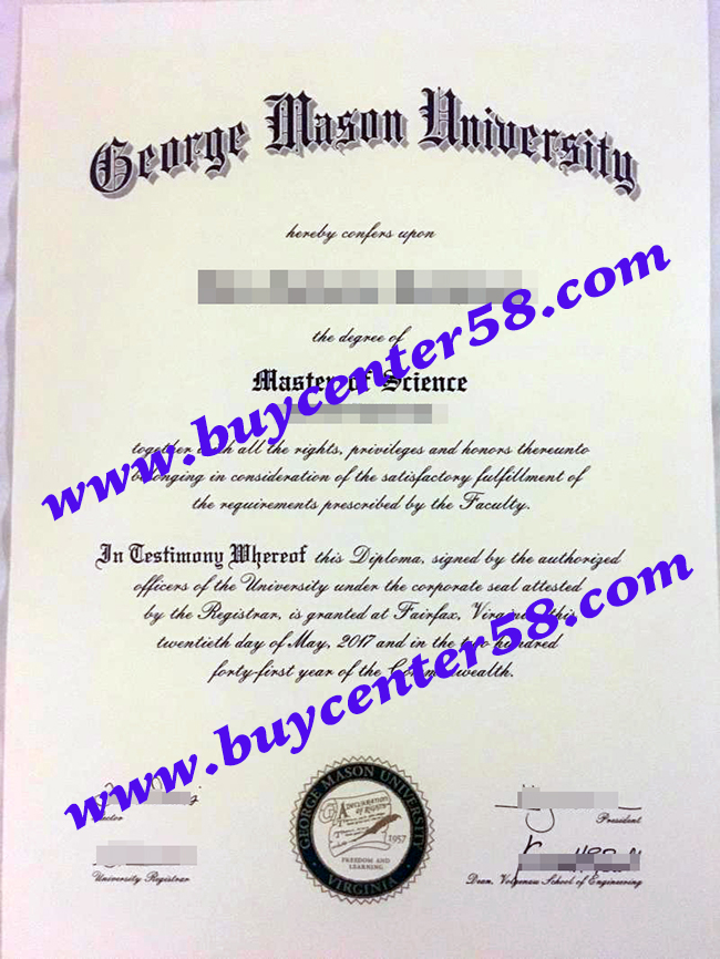 George Mason University diploma, George Mason University degree, George Mason University certificate