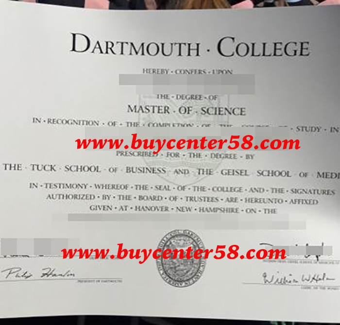 Dartmouth College diploma, Dartmouth College degree, Dartmouth College certificate