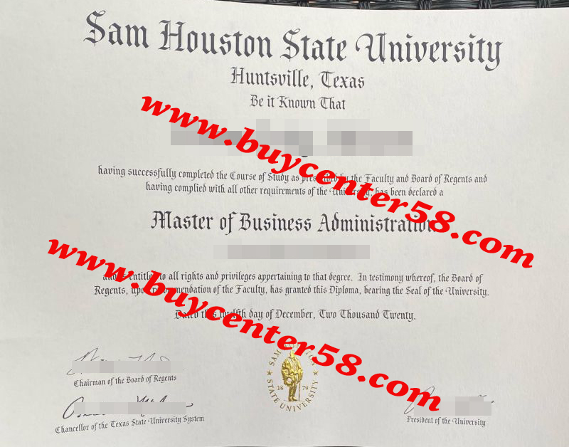 Sam Houston State University diploma. Sam Houston State University MBA degree. Sam Houston State University certificate