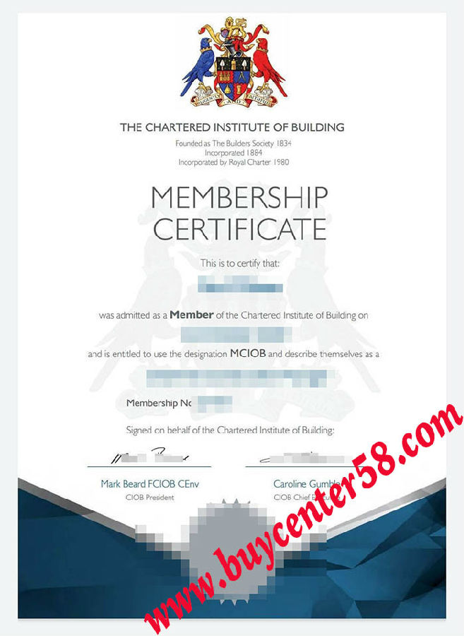 Buy CIOB Membership certificate. Buy Chartered Institute of Building Certificate