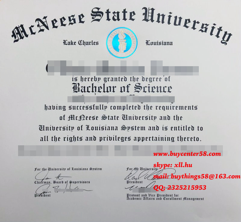 McNeese State University fake diploma. McNeese State University fake degree. McNeese State University fake certificate