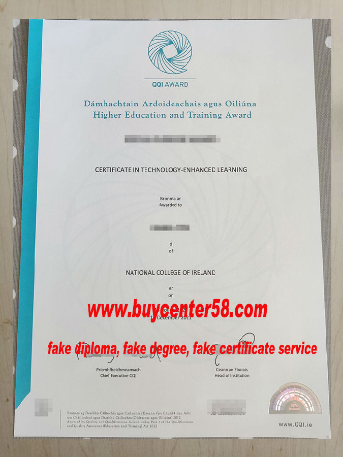 QQI Award Certificate. Ireland Certificate