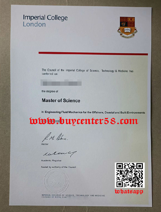 Imperial College Master of Science degree. IC Certificate